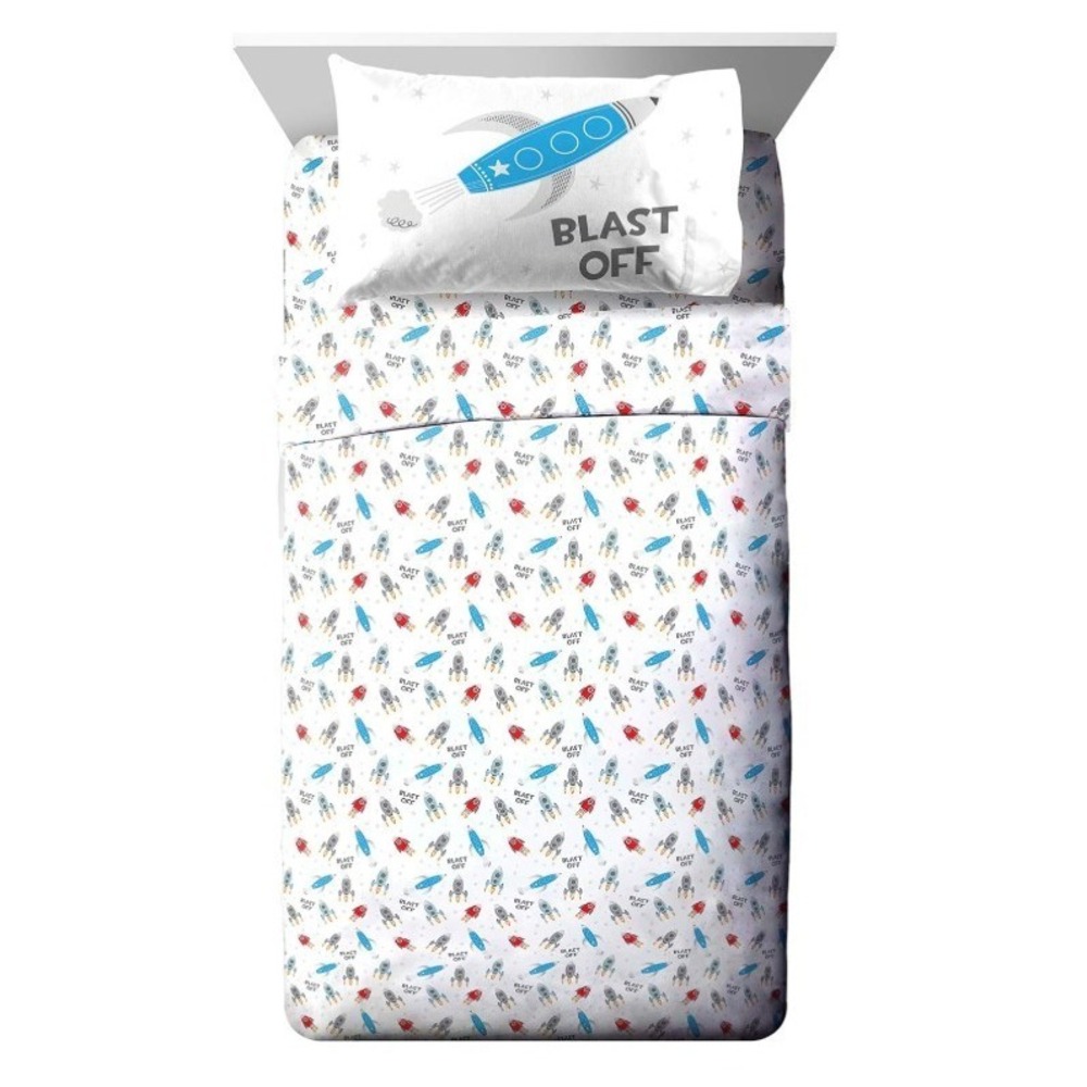 Jay Franco Trend Collector Blast Off Spaceship 3pc Toddler Sheet Set‎ New